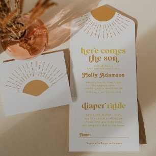 Here Comes the Son Boy Baby Shower Invitation