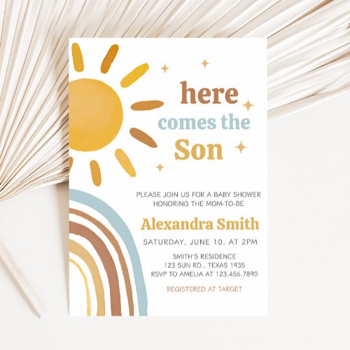 Here Comes the Son Boy Baby Shower  Invitation