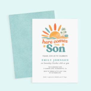 Here Comes The Son Boy Baby Shower Invitation