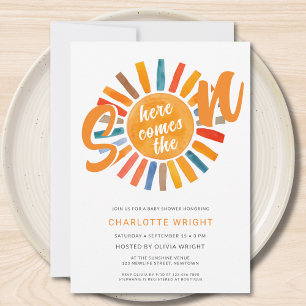 Here Comes The Son Boy Baby Shower Invitation