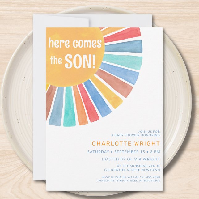 Here Comes The Son Boy Baby Shower Invitation (Creator Uploaded)