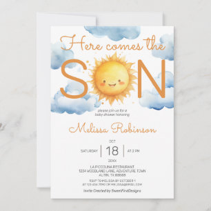 Here Comes the Son Boy Baby Shower Invitation