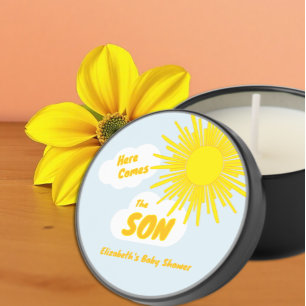 Here Comes The Son Boy Baby Shower Mini Candle Favors