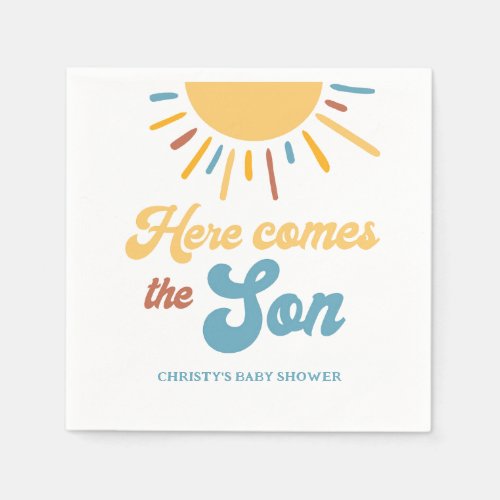 Here Comes The Son Boy Baby Shower Napkins