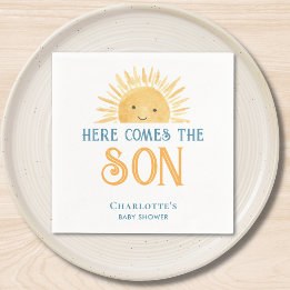 Here Comes The Son Boy Baby Shower Napkins