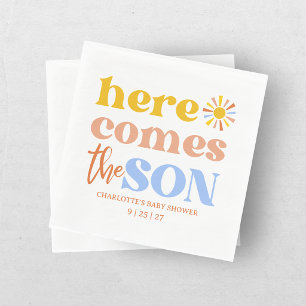 Here Comes The Son Boy Baby Shower Napkins