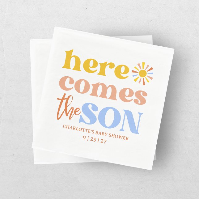Here Comes The Son Boy Baby Shower Napkins (Creator Uploaded)