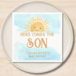 Here Comes The Son Boy Baby Shower Napkins