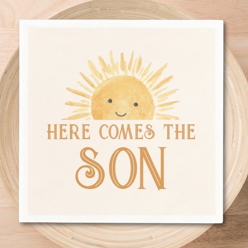 Here Comes The Son Boy Baby Shower Napkins