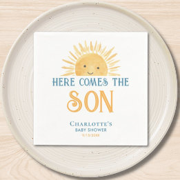Here Comes The Son Boy Baby Shower Napkins