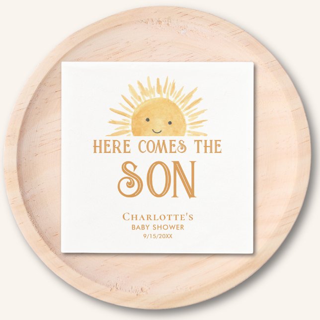Here Comes The Son Boy Baby Shower Napkins (Creator Uploaded)