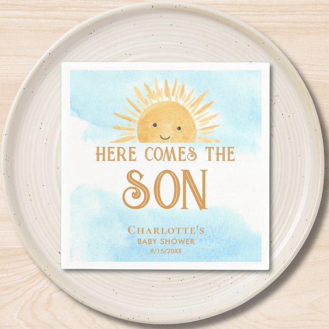 Here Comes The Son Boy Baby Shower Napkins (Creator Uploaded)