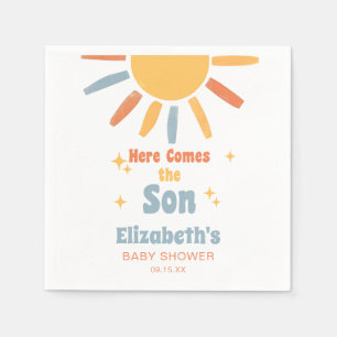 Here Comes The Son Boy Baby Shower Napkins