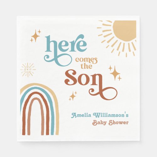 Here Comes the Son Boy Baby Shower Napkins