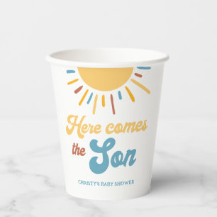 Here Comes The Son Boy Baby Shower Paper Cups