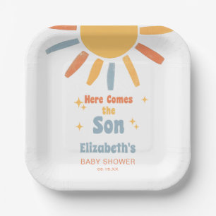 Here Comes The Son Boy Baby Shower Paper Plates