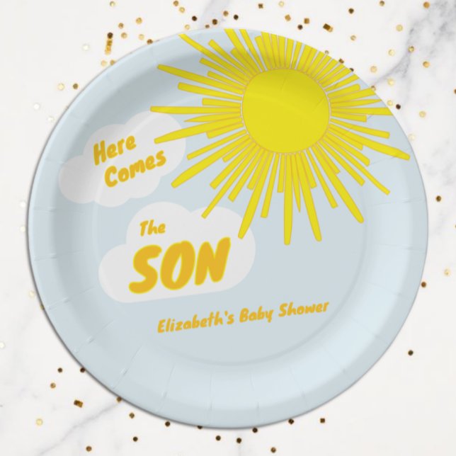 Here Comes The Son Boy Baby Shower Paper Plates (Creator Uploaded)