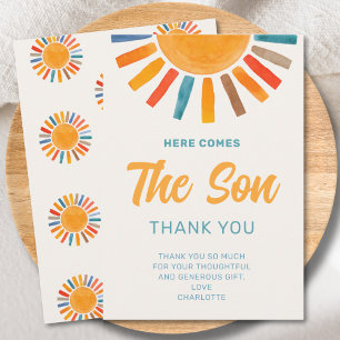Here Comes the Son Boy Baby Shower Thank You Card