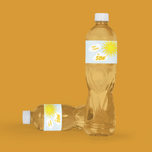 Here Comes The Son Boy Baby Shower Water Bottle Label