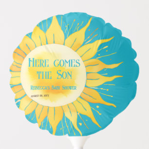 Here Comes the Son Boy Blue Sunshine Baby Shower Balloon