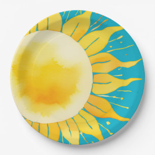 Here Comes the Son Boy Blue Sunshine Baby Shower Paper Plates