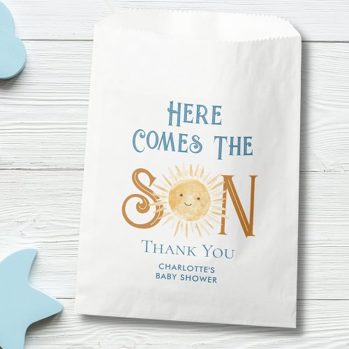 Here Comes The Son Boys Baby Shower Favor Bag