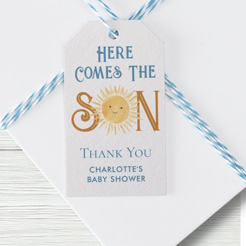 Here Comes The Son Boys Baby Shower Gift Tags