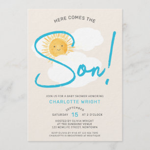 Here Comes The Son Boy's Baby Shower Invitation