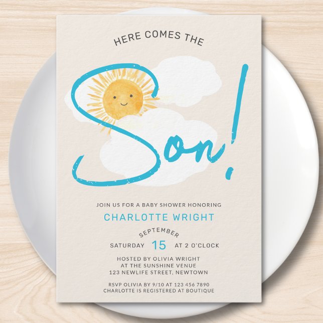 Here Comes The Son Boy's Baby Shower Invitation (Creator Uploaded)
