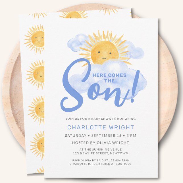 Here Comes The Son Boy's Baby Shower Invitation (Creator Uploaded)