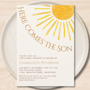 Here Comes The Son Boy's Baby Shower Invitation