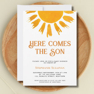 Here Comes the Son Boys Baby Shower Invitation