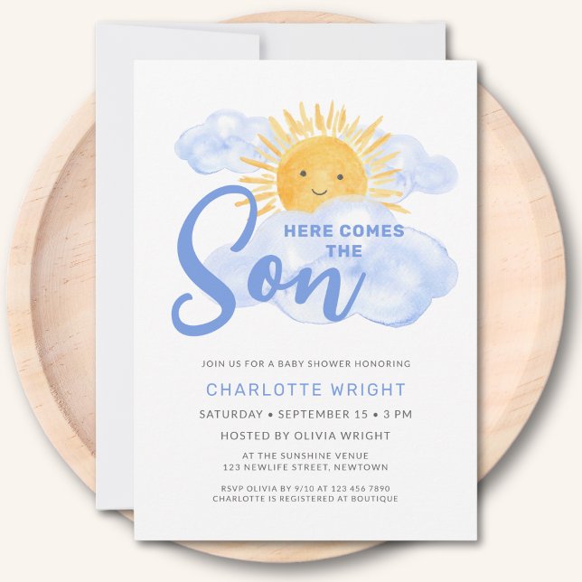 Here Comes The Son Boy's Baby Shower Invitation (Creator Uploaded)