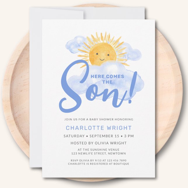 Here Comes The Son Boy's Baby Shower Invitation (Creator Uploaded)
