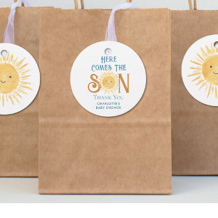 Here Comes The Son Boy's Baby Shower Thank You Favor Tags