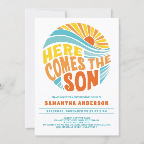 Here Comes the Son Bright Baby Shower Invitation