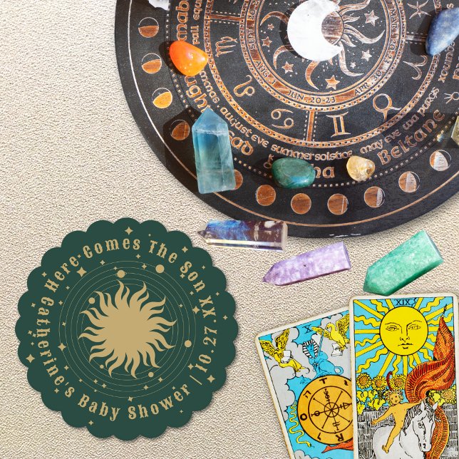 Here Comes The Son | Celestial Baby Shower Paper Coaster (Creator Uploaded)