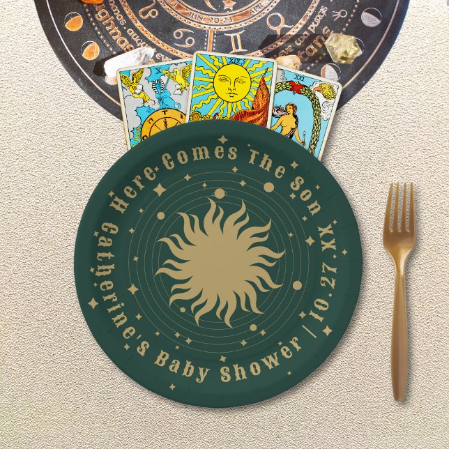 Here Comes The Son | Celestial Baby Shower Paper Plates (Creator Uploaded)