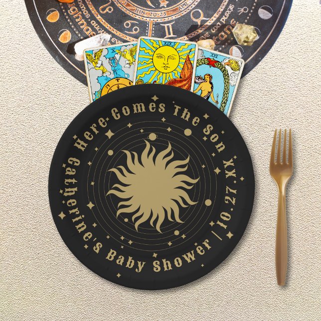 Here Comes The Son | Celestial Baby Shower Paper Plates (Creator Uploaded)