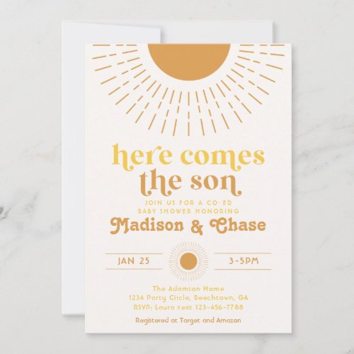 Here Comes the Son Co_Ed Baby Shower Invitation