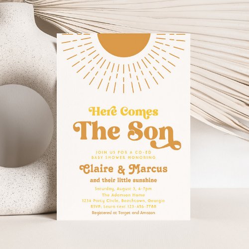 Here Comes the Son Co_Ed Baby Shower Invitations