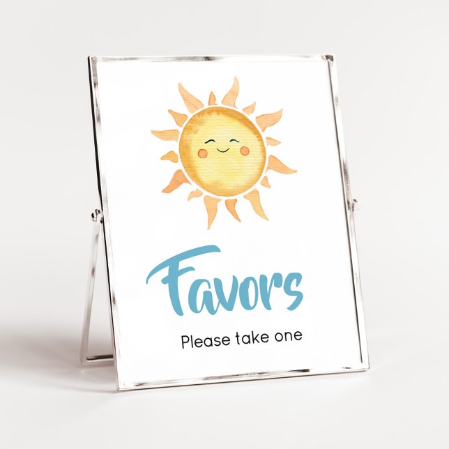 Here Comes the Son Cute Sun Baby Shower Favors Poster (Sunshine Here Comes the Son Baby Shower Favors Sign)