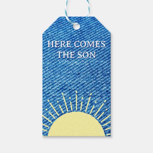 Here Comes The Son Denim Baby Shower Custom  Gift Tags