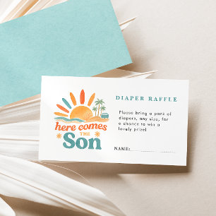 Here Comes The Son Diaper Raffle Baby Shower Enclosure Card