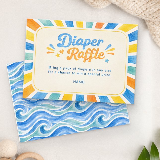 Here Comes The Son Diaper Raffle Insert Card (Diaper Raffle Card)
