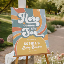 Here Comes The Son Groovy Baby Shower Welcome Foam Board