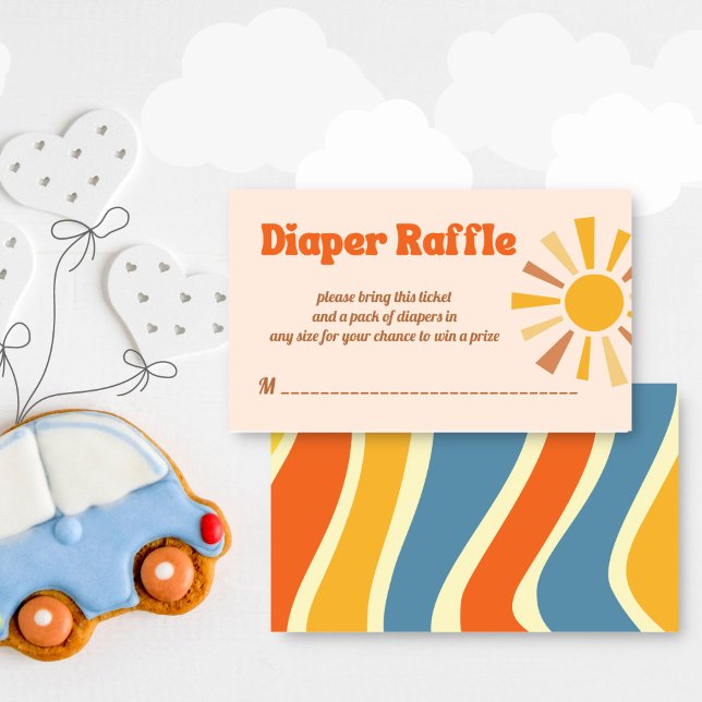 Here comes the son groovy retro diaper raffle enclosure card (Here comes the son groovy retro vibes baby shower diaper raffle enclosure card raffle tickets)