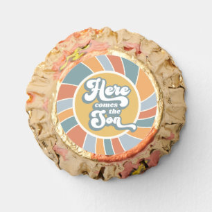 Here Comes The Son Groovy Retro Sun Baby Shower Reese's Peanut Butter Cups