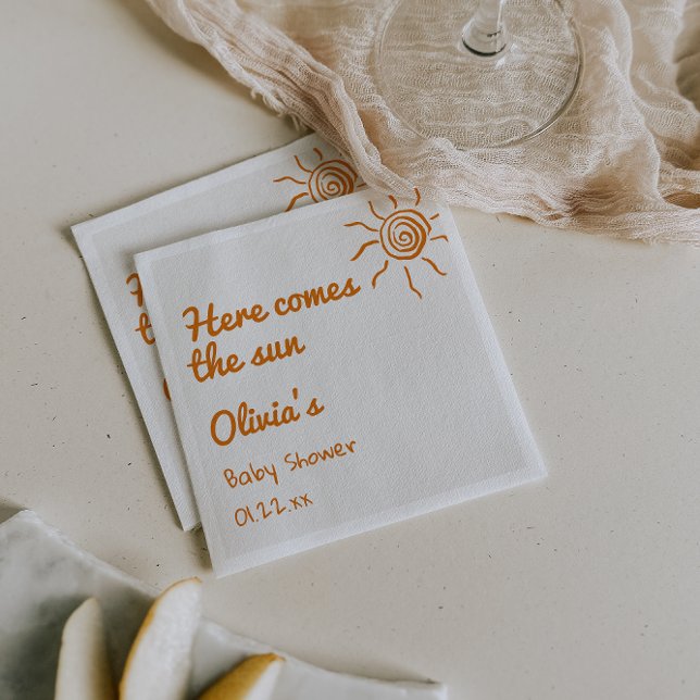 Here Comes The Son Hand Drawn Baby Shower Napkins (Creator Uploaded)