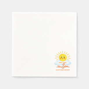 Here Comes the Son Hand Drawn Sunshine Baby Shower Napkins